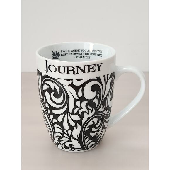 Divinity "JOURNEY" Black Floral Medium size Coffee Tea Cup Mug (P10) - Picture 1 of 10